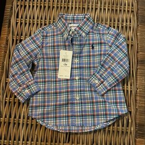 NWT Ralph Lauren plaid button down. Size 12month